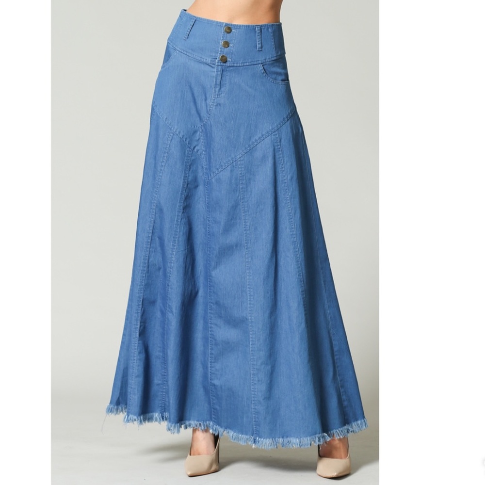 Denim long skirt